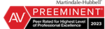 Martindale-Hubbell | AV Preeminent | Peer Rated For Highest level Of Professional Excellence | 2023